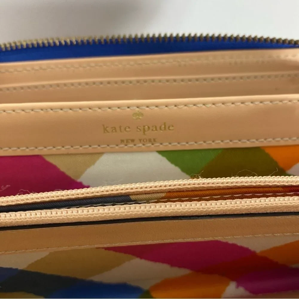 Kate Spade Neda Grand Street pebbled leather zip-around wallet in royal blue